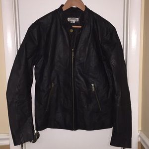 Max Rider Black Leather Biker Jacket Sz Medium